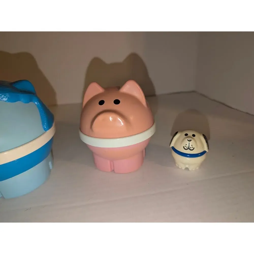 Vintage Little Tikes Nesting Farm Animals Set Cow Sheep Pig Chicken 1980s